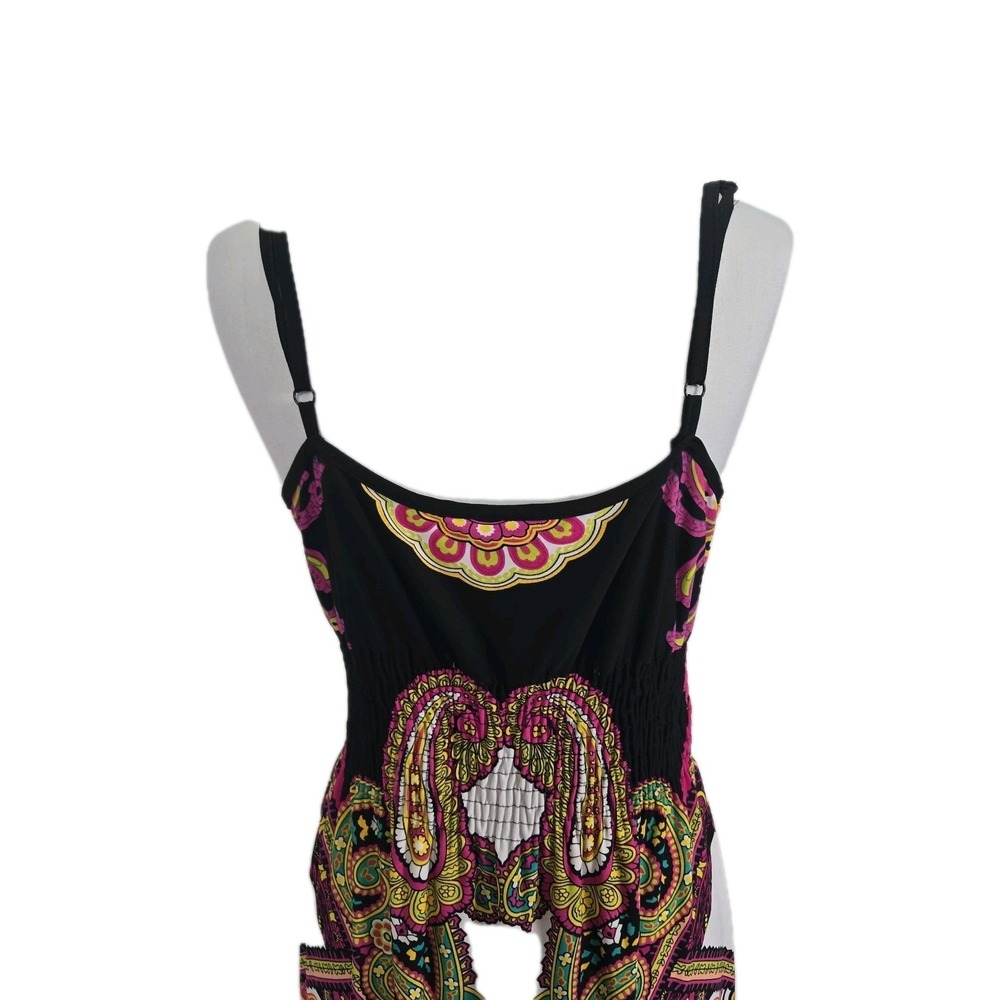 SNAP Junior Large Stretch Knit Paisley Spaghetti Strap Padded Bodice Maxi Dress - Picture 4 of 7